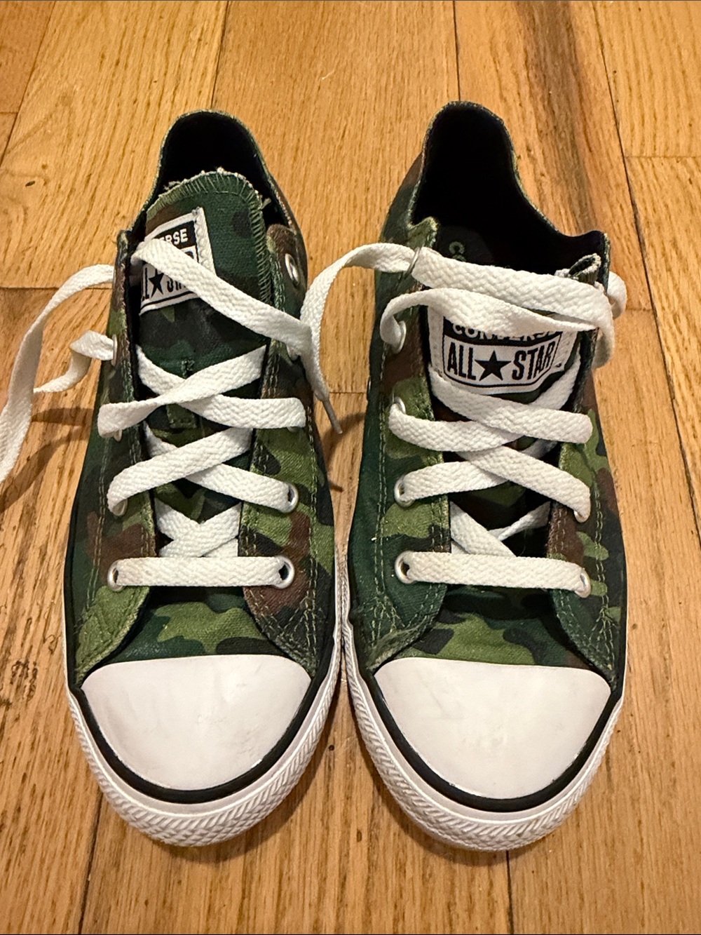 Converse Kids Camouflage Low Top Sneakers - Green & White